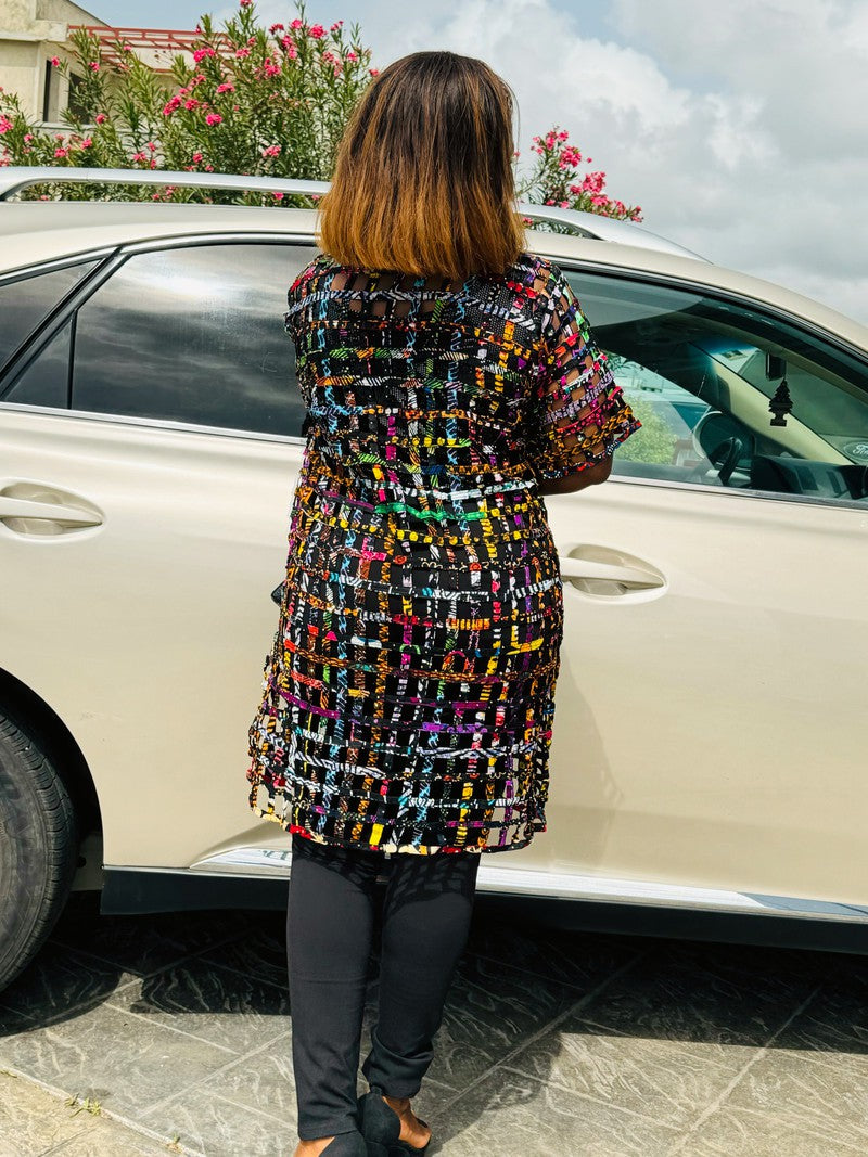 Basket Weave African Print Kimono