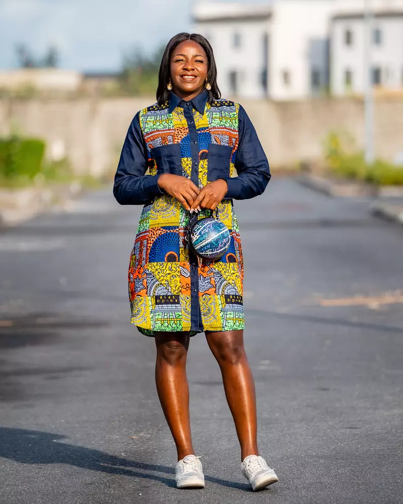 Eyo Patchwork Shirt Dress