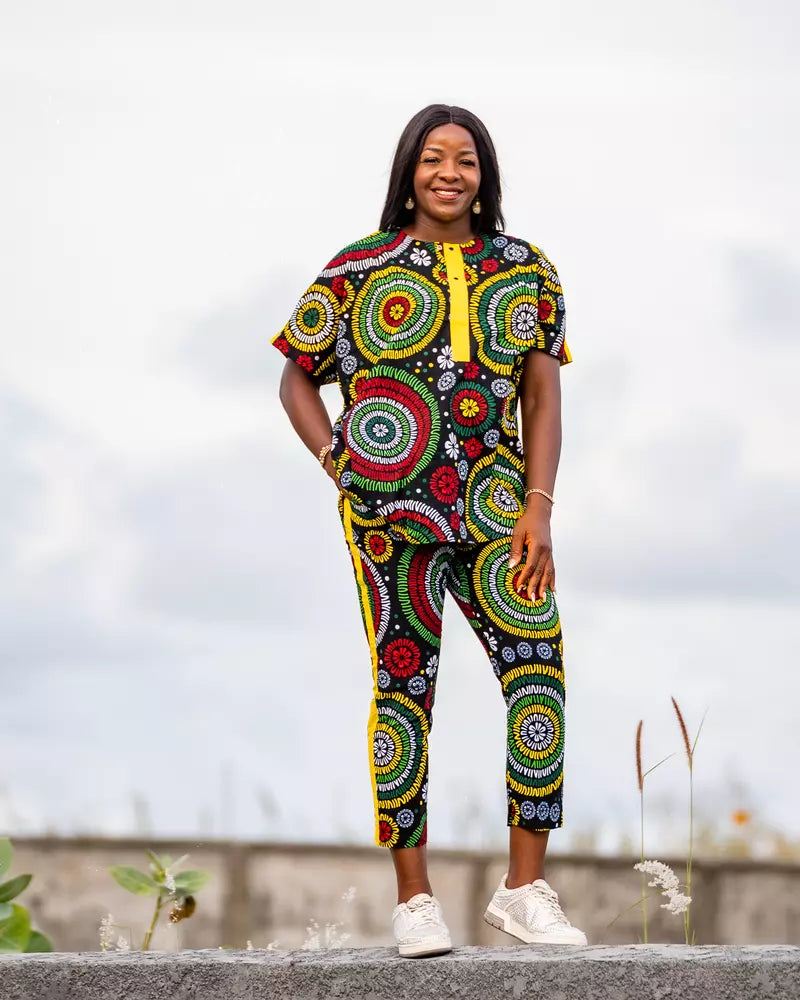 African Print Two-Piece Set (Top & Pants)