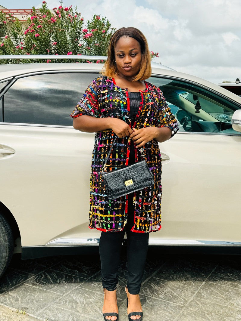 Basket Weave African Print Kimono