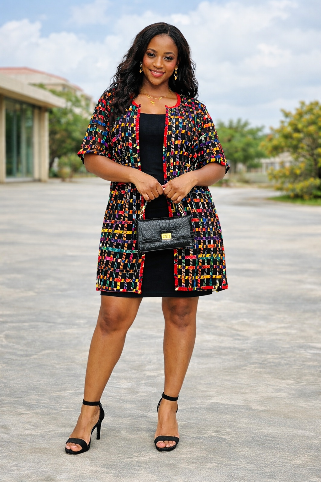 Basket Weave African Print Kimono