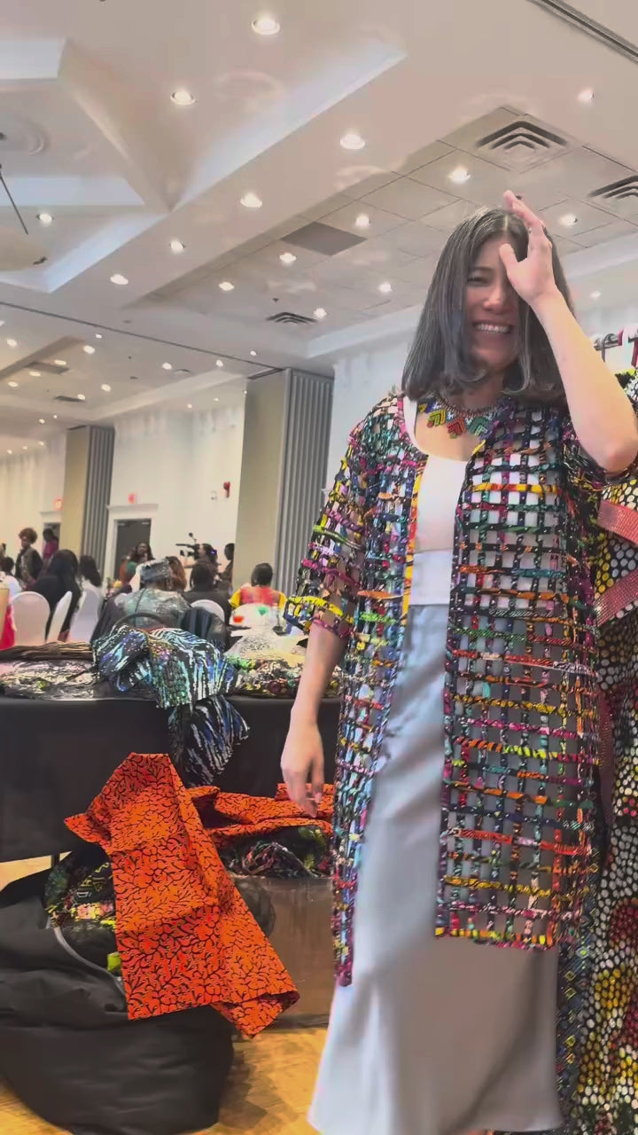 Basket Weave African Print Kimono