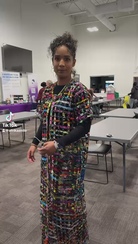 Basket Kimono - Ankle Length African Print Weave